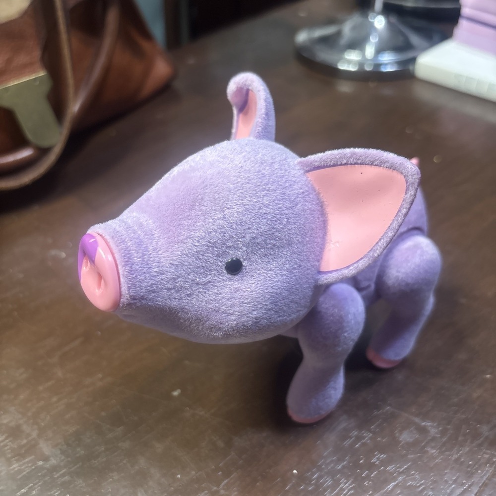 Toy Teck Teacup Piggies Piper Talking Pig Black Flocked Pig, Posable, works well